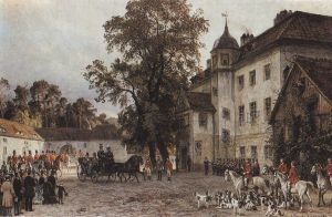 1887-hermannschnee-carljohannarnold-ankunftkaiserwilhelmsi-zurrotenjagdimgrunewald-quelle-wikipedia